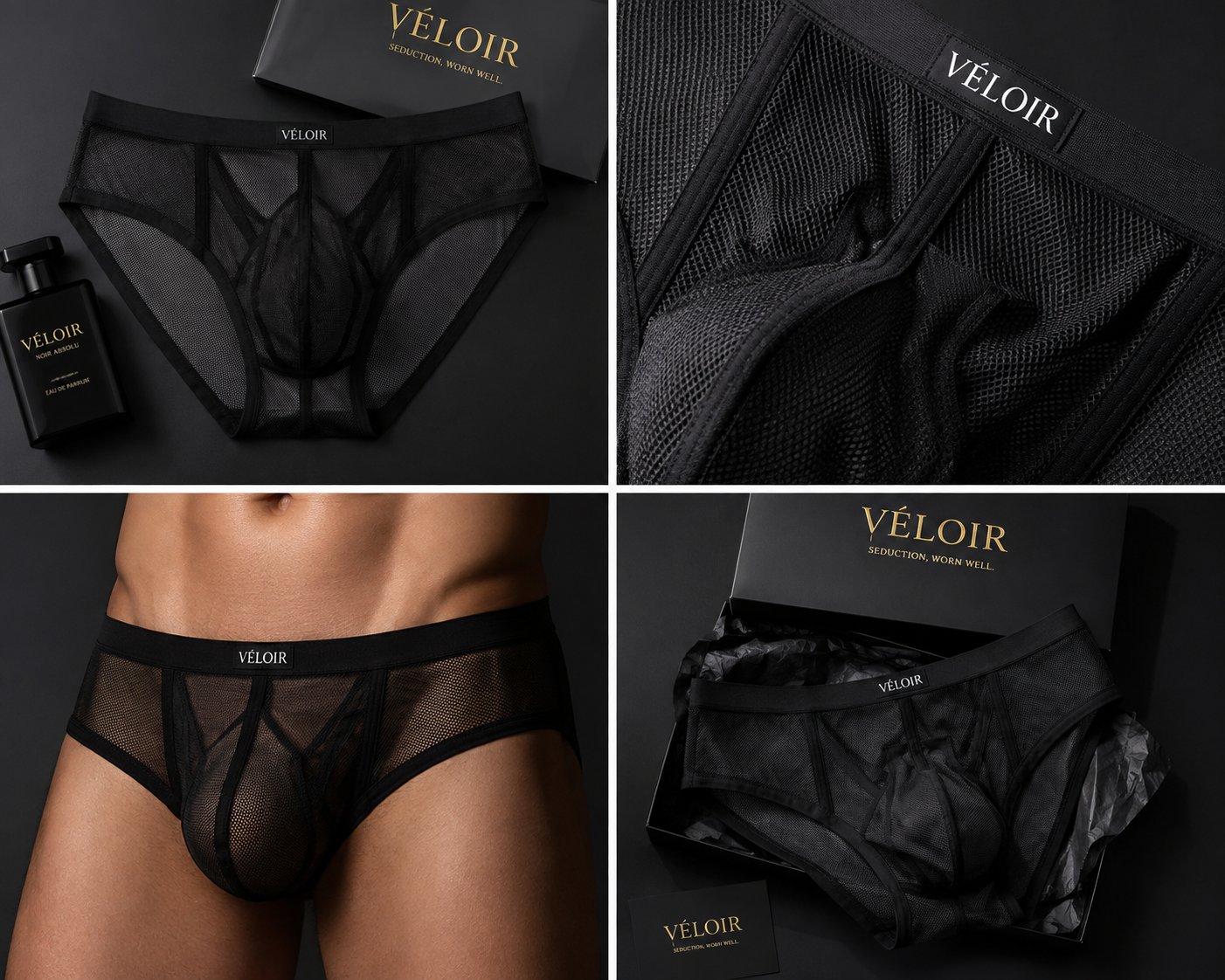 VÉLOIR NO.01 — Black Mesh Brief